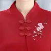 Nueva moda de otoño, camiseta estilo mamá bordada, elegante diseño de dos piezas, manga larga, corte holgado y favorecedor para mujeres de mediana edad y mayores