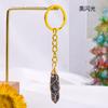 Bala de cristal natural transfronteiriça Coluna hexagonal de duas pontas Chaveiro de seda embrulhado DIY Handmade Mobile Phone Bolsa Chaveiro