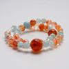 Pulseira de Cristal Branco Natural Xia Zhou Chang Wan para Mulheres com Ágata Vermelha e Água-Marinha, Pulseira Fashion e Versátil Atacado