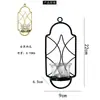Portavelas de Hierro Dorado Nórdico Transfronterizo para Pared con Bandeja Decoración de Pared Simple Adorno Colgante Geométrico Dropshipping