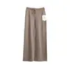 Preparação Preguiçosa Outono e Inverno B/Calça de Perna Larga 100% Lã de Ovelha Cintura Alta Solta Emagrecedora Reta Cordão Calça Casual Versátil