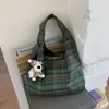Bolsa Casual Grande Capacidade Xadrez Moda Simples Retrô Outono Novo 2025 Bolsa de Ombro Tote Personalizada Feminina
