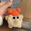 Pingente Bola de Carvão Pequena de Pelo de Coelho Rex Fofo Chaveiro Boneco de Pelúcia para Mochila Boneco de Desenho Animado Chaveiro de Carro