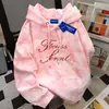 Nueva Sudadera con Capucha Estilo Americano Personalizada con Estampado de Letras Callejeras para Mujer Otoño e Invierno Estilo Coreano Tie-Dye Rosa Top Holgado