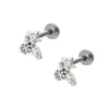 Brincos Europeus e Americanos de Aço Titânio para Lóbulo Auricular Studs de Aço Inoxidável para Cartilagem Brincos de Piercing com Zircônia Embutida Joias de Piercing para Orelha com Rosca Externa Stud para Lábio