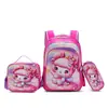 Nueva Mochila Escolar de Carrito Infantil de Tres Piezas de 16 Pulgadas de Comercio Exterior Sudamérica Mochila de Dibujos Animados de Nylon 3D Doble Espalda para Estudiantes