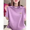 Comércio Exterior Transfronteiriço~Camiseta Estampada de Manga Curta de Alta Qualidade para Mulheres, Blusa Casual Soltinha de Tamanho Grande para Verão para Mães de Meia-Idade e Idosas