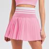 Mini Saia Esportiva de Cintura Alta para Mulheres Plissada Fitness Forrada Dupla Camada Secagem Rápida Moda Casual Color Blocking Saia Calça para Corrida Tênis