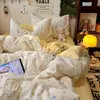 Juego de Ropa de Cama Nuevo Estilo Hilo Bouclé 2026 - Juego de Cuatro Piezas con Funda Nórdica y Sábana para Dormitorio de Estudiante, Lavable a Máquina