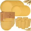 Conjunto de Tigelas e Pratos Transfronteiriços Palha de Trigo Tigela Doméstica Copo Prato Talheres Portáteis Prato de Jantar Prato de Copo Tigela de Arroz
