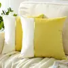 Funda de almohada caliente transfronteriza con costuras de cuero PU dorado y terciopelo bicolor para cojín de cintura, funda para cojín de sofá de siesta al por mayor