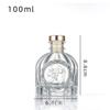 En Stock Botella de Vidrio Vacía Redonda de 100ml para Difusor de Aroma de Flores Secas sin Llama con Tapa de Madera para Uso en Coche y Hogar, Recipiente de Vidrio para Difusor de Aroma