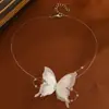 Nz3386 Collar de Mariposa Dulce y Súper Hada Elegante con Perlas y Cinta Cadena de Clavícula de Moda Elegante Diseño de Nicho Accesorios