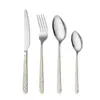Acero Inoxidable Mesa Giratoria Cubiertos Cuchillo y Tenedor para Bistec Cuchara y Tenedor de Postre para el Hogar Patrón en Relieve Cubiertos Retro para Comida Occidental Juego de 5 Piezas