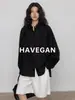 Com Espaço HAVEGAN/Linho Tencel Camisa Manga Longa Outono Proteção Solar Mulheres Solta Preguiçosa Relaxada Casual Top