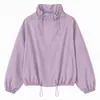Chaqueta fina versátil de moda con cuello alto para mujer, nueva colección otoño 2026 estilo coreano petite con cordón, cortavientos rojo rosa moderno