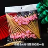 Espetos de Bambu para Frutas, Espetos de Bambu em Formato de Coração, Espetos Descartáveis para Frutas, Espetos de Flor, Espetos com Contas, Espetos de Bambu, 100 Peças/Pacote