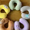 Almohada Cervical en Forma de U de Espuma Viscoelástica con Dibujos de Animales Lindos, Almohada Portátil para Viaje en Avión, Almohada de Rebote Bordada Apta para la Piel