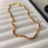 Collar de Zirconia Arcoíris de Dopamina para Mujer, Cadena para Clavícula de Lujo Ligero de Nicho de Gama Alta, Accesorios Retro en Capas