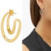 Brincos simétricos esquerdo e direito femininos moda simples latão chapeamento a vácuo ouro 18K 2025 novos brincos brincos