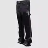 Calças Cargo Jeans Masculinas 2024 Moda Europeia e Americana Ins Workwear Popular Elástico Patch Jeans Camadas Flare