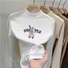 Camiseta linda y casual de manga larga para niñas, nueva colección otoño/invierno 2026, hecha de tela polar suave, estilo pullover con cuello semialto