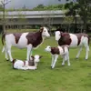Escultura Grande de Toro de Fibra de Vidrio Reforzado de Plástico para Exteriores Adornos de Suelo para Granja Huerta Jardín Modelo de Decoración para Césped de Parque