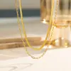 Colar em camadas de corrente de cobra plana de três camadas, moda joia transfronteiriça europeia e americana, corrente de metal em forma de cruz para mulheres, corrente de clavícula com temperamento, atacado