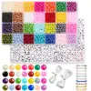 Set de Perlas Artificiales Perforadas Sueltas DIY Coloridas Redondas de ABS Materiales para Joyería Accesorios Caja de 24/28 Compartimentos