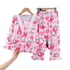 Pijamas para niños, pantalones de manga larga, primavera y otoño, dibujos animados, dulces niñas, bebés, niños medianos y grandes, traje de aire acondicionado para el hogar.