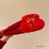 Bolsa da Sorte Vermelha de Ano Novo Grampo de Cabelo Esponja Pônei para Mulheres, Presilha BB para Franja Lateral Grande, Acessório de Cabelo Atmosférico