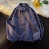 Camisa de Veludo Cotelê de Manga Longa Estilo Coreano Solta Tendência Casual Camisa Juvenil Masculina Estilo Hong Kong Jaqueta Elegante de Outono
