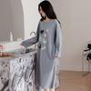 Pijama de Algodón Puro para Mujer Primavera y Otoño Camisón de Manga Larga 2025 Nuevo para Mujer Suelto Talla Grande Falda Larga Se Puede Usar Fuera de Casa Ropa para el Hogar