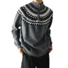 Suéter Navideño Fair Isle de Media Cremallera para Hombre Talla Grande Popular Europea Cuello Alto Moderno Venta al por Mayor de Fábrica