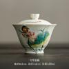 Tazón de polvo de plomo pintado a mano loto de dos tapas tetera gres hecho a mano juego de té kung fu taza justa taza de té taza de té