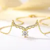 Collar de Plata de Ley S925 Lujo Ligero con Moissanita, Cadena para Clavícula "A tu Lado", Joyería de Regalo de Cumpleaños y Aniversario de Moda