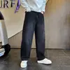 Jeans Masculino Casual Reto Solto Ligeiramente Curvo Outono 2026, Calça Longa Solta da Moda Tamanho Grande, Marca Tendência