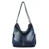 Nova Bolsa Feminina Casual Estilosa de Outono, Bolsa Tote Jeans Vintage de Grande Capacidade, Bolsa de Ombro Transversal Macia da Moda