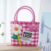 Cor de Celebridade da Internet Verão Bolsa de Palha Plástica Tecida Cesta de Presente Fofa Infantil Cesta de Mão Bolsa de Presente Manual Cesta de Legumes