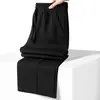 Pantalones de algodón chino de peso pesado de 320 g con dobladillo curvo, pantalones deportivos unisex de marca moderna, pantalones negros con patchwork, pantalones rectos holgados largos