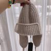 Gorro de Lana Suave y Ceroso tipo Terciopelo Ruso Agradable para la Piel Protección para los Oídos de Invierno Cálido Gorro de Punto de Pelo de Conejo Correas Versátil Gorro Lei Feng