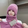 Cachecol de Tricô com Chapéu Integrado Inverno Feminino Ciclismo Quente Chapéu para Mãe Proteção contra Vento e Neve Moda Proteção para Orelhas Touca de Lã