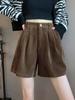 Nuevos Pantalones Cortos de Pana para Mujer Otoño e Invierno 2026, Pantalones de Pierna Ancha Adelgazantes de Cintura Alta, Ropa Exterior Estilo Coreano, Pantalones Cortos tipo Bota Estilo Chanel