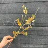 Flores de Nochevieja, Flores Artificiales Doradas, Eucalipto Dorado, Hortensia, Abanico Dorado, Hojas de Ginkgo, Cubo de la Fortuna, Arreglo Floral, Hojas, Flores de Plástico
