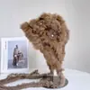 Chapéu de Malha de Pelo de Coelho Moda Quente Estilo Lei Feng para Mulheres, Novo Chapéu Loli Casual Versátil de Inverno, Chapéu à Prova de Frio com Proteção para Orelhas