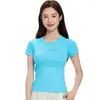 Camiseta de manga corta transpirable de secado rápido, ajustada, de cuello redondo en U, alta elasticidad, favorita de influencers y bailarinas, para yoga, fitness, deportes