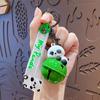 Desenhos animados panda deitado sino chaveiro pingente bonito casal carro chaveiro ornamentos criativo pequeno presente atacado