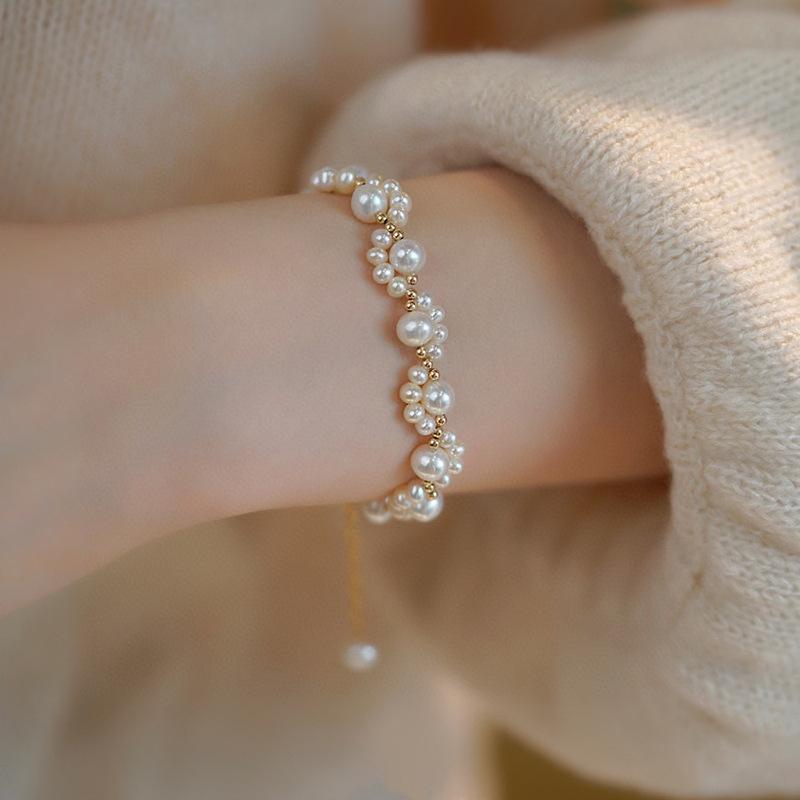 手工编织猫爪天然淡水珍珠手链女轻奢小众高级感甜美网