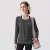 Mangas Longas Franzidas Feminino 2026 Outono/Inverno Novo Yoga Fitness Corrida Design Solto com Amarração Roupa Casual de Yoga Feminino