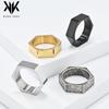 Anillo de acero de titanio con viento neutro frío, seis lados lisos con letras, nicho de moda para hombre, personalidad, anillo de acero inoxidable
